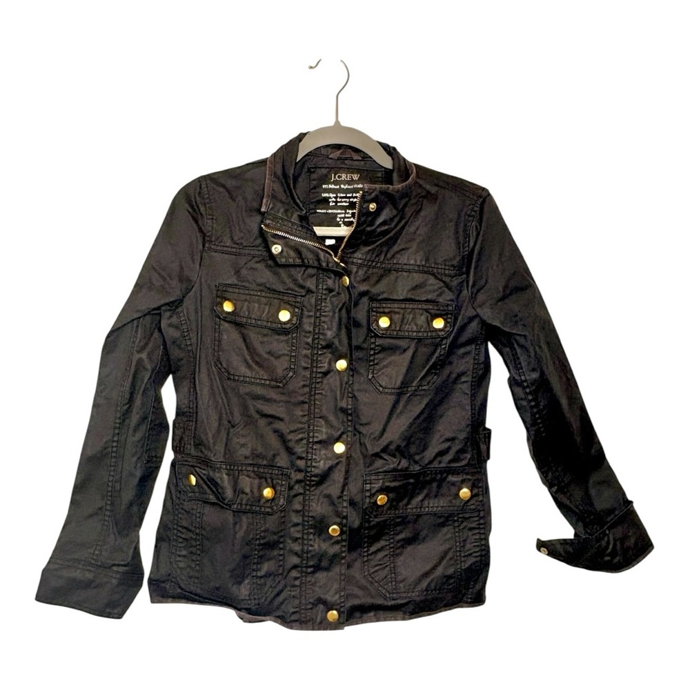 J. Crew Black Utility Jacket with Gold-Tone Buttons